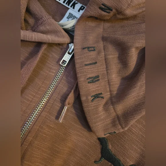 PINK Victoria Secret Pullover Hoodie 1/4 Zip Long Sleeve Pink Dusty Rose Size M - Picture 7 of 9